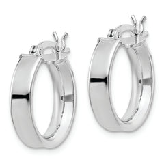Sterling Silver Rhodium Plated 4x16mm Hoop Earrings