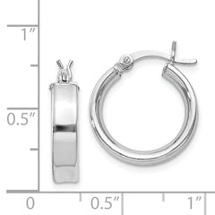 Sterling Silver Rhodium Plated 4x16mm Hoop Earrings