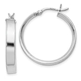 Sterling Silver Rhodium Plated 4.25x25Hoop Earrings