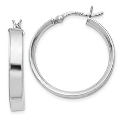 Sterling Silver Rhodium Plated 4.25x25Hoop Earrings