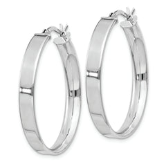 Sterling Silver Rhodium Plated 4.25x30 Hoop Earrings
