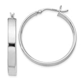 Sterling Silver Rhodium Plated 4.25x30 Hoop Earrings