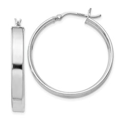 Sterling Silver Rhodium Plated 4.25x30 Hoop Earrings