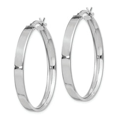 Sterling Silver Rhodium Plated 4.25x35 Hoop Earrings