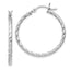 Sterling Silver Rhodium-Plated 2x30mm Twisted Hoop Earrings - Sophia Jewelers