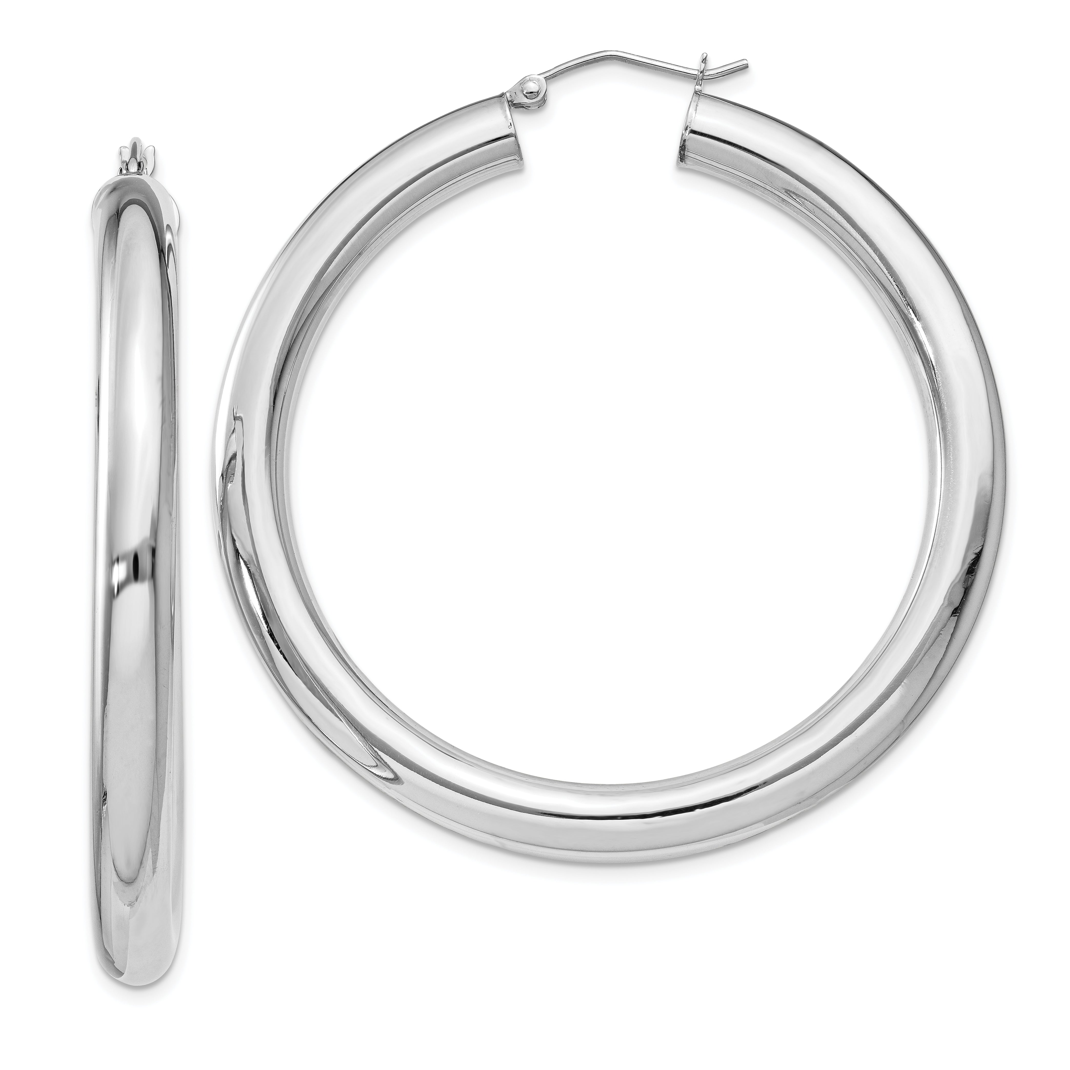 Sterling Silver Rhodium-plated 5mm Round Hoop Earrings