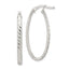 Sterling Silver Rhod-plated Textured 3mm Hollow Oval Hoop Earrings