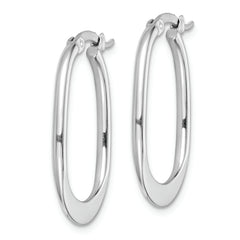 Sterling Silver Rhodium-plated Polished Squared Oval Hoop Earrings