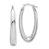 Sterling Silver Rhodium-plated Polished Hollow Oval Hoop Earrings