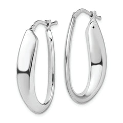 Sterling Silver Rhod-plated Polished Hollow 6mm Oval Hoop Earrings