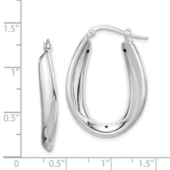 Sterling Silver Rhod-plated Polished Hollow 6mm Oval Hoop Earrings