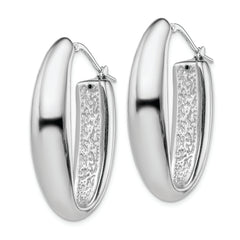 Sterling Silver Rhod-plated Polished Hollow 11mm Oval Hoop Earrings