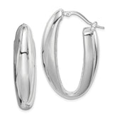 Sterling Silver Rhod-plated Polished Hollow 11mm Oval Hoop Earrings