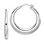 Sterling Silver Rhodium-Plated Polished Tapered Hollow Round Hoop Earrings, 38mm - Sophia Jewelers