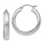 Sterling Silver Rhodium-Plated Diamond-Cut 5x25mm Hoop Earrings - Sophia Jewelers