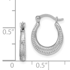 Sterling Silver Rhodium-plated Textured Hollow Hoop Earrings
