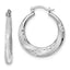 Sterling Silver RH-plated Brushed & D/C Scalloped Round Hoop Earrings
