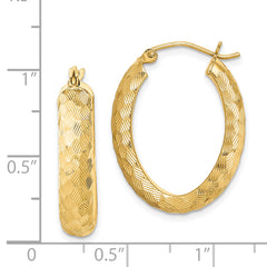 Sterling Silver Gold-plated Textured 5mm Oval Hoop Earrings