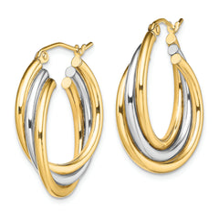 Sterling Silver Rhodium-plated Gold-plated Triple Hoop Earrings