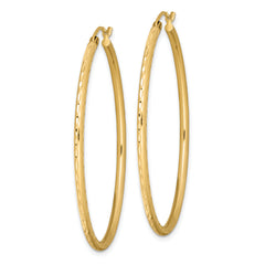 Sterling Silver Gold-plated Textured 2mm Hollow Oval Hoop Earrings