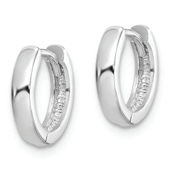 Sterling Silver Rhodium Polished Hinged Hoop Earrings