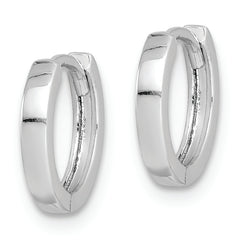 Sterling Silver Rhodium Polished Hinged Hoop Earrings
