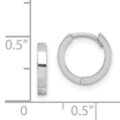 Sterling Silver Rhodium Polished Hinged Hoop Earrings