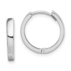 Sterling Silver Rhodium Polished Hinged Hoop Earrings