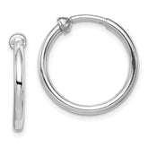 Sterling Silver RH-plated 2x19mm Non-Pierced Round Hoop Earrings