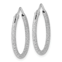 Sterling Silver Rhodium-plated Laser Cut 2mm Endless Hoop Earrings