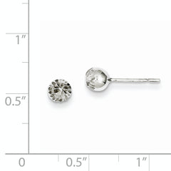 Sterling Silver Rhodium Plated 5mm Diamond Cut Post Earrings