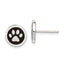Sterling Silver Polished Enamel Paw Print Post Earrings