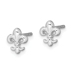 Sterling Silver Rhodium-plated Polished Fleur de Lis Post Earrings