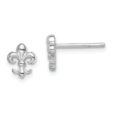 Sterling Silver Rhodium-plated Polished Fleur de Lis Post Earrings