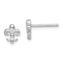 Sterling Silver Rhodium-plated Polished Fleur de Lis Post Earrings