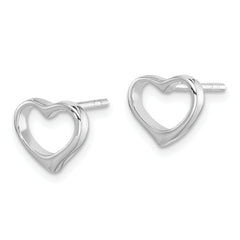 Sterling Silver Rhodium Plated Open Heart Post Earrings