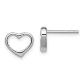 Sterling Silver Rhodium Plated Open Heart Post Earrings
