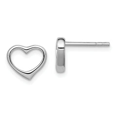 Sterling Silver Rhodium Plated Open Heart Post Earrings