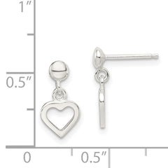 Sterling Silver Dangle Heart Post Earrings
