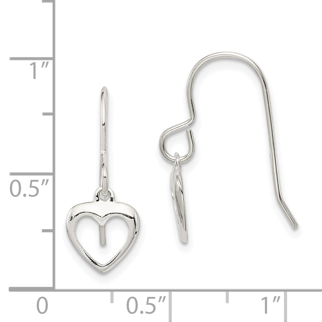 Sterling Silver Heart Dangle Shepherd Hook Earrings