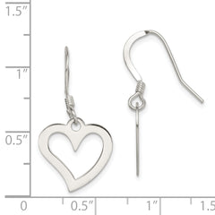 Sterling Silver Polished Heart Dangle Earrings