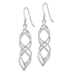 Sterling Silver Polished & Twisted Intertwined Dangle Earrings