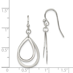 Sterling Silver Polished Double Teardrop Dangle Shepherd Hook Earrings