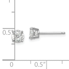 Sterling Silver Rhodium-plated Polished Round 5mm CZ Stud Earrings