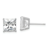 Sterling Silver Rhodium-plated Polished Square 8mm CZ Stud Earrings