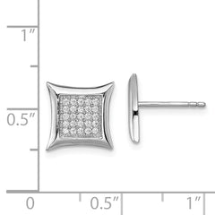 Sterling Silver Rhodium-plated Polished Pav‚ CZ Square Post Earrings
