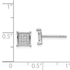 Sterling Silver Rhodium-plated Polished Pav‚ CZ Square Post Earrings