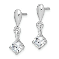 Sterling Silver Rhodium-plated Polished CZ Post Dangle Earrings