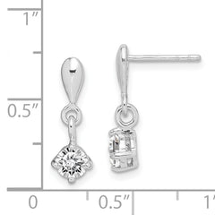 Sterling Silver Rhodium-plated Polished CZ Post Dangle Earrings