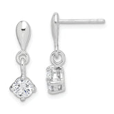 Sterling Silver Rhodium-plated Polished CZ Post Dangle Earrings